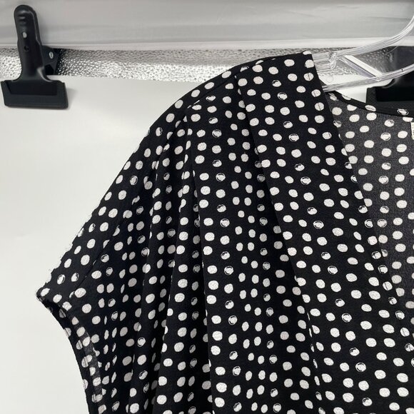 Max Studio Wide Leg Jumpsuit Polka Dot Cap Sleeve Belted Black/White Size 1X - Picture 5 of 8